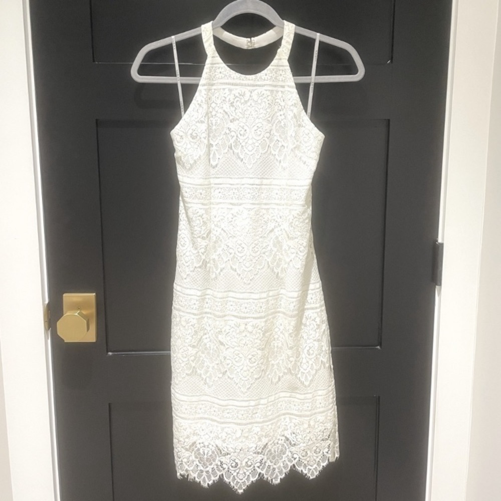 White lace halter dress